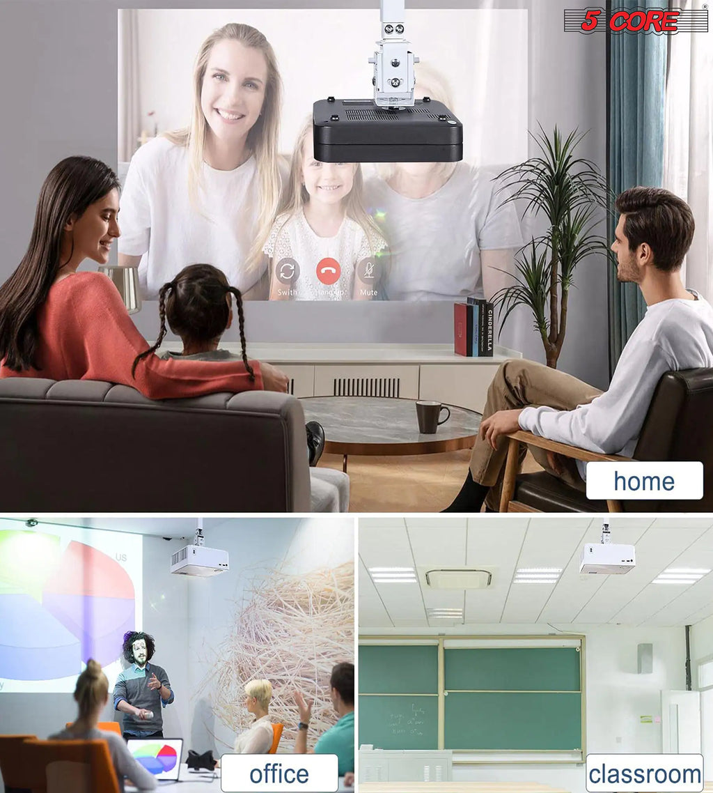 5Core Projector Mount Ceiling Wall Universal Holder Adjustable Low Profile Capacity 40lb