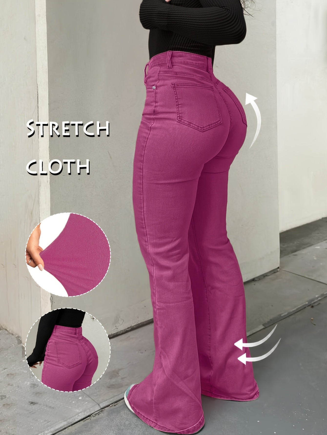 High Waisted Stretch Non See Through Straight Leg Jeans